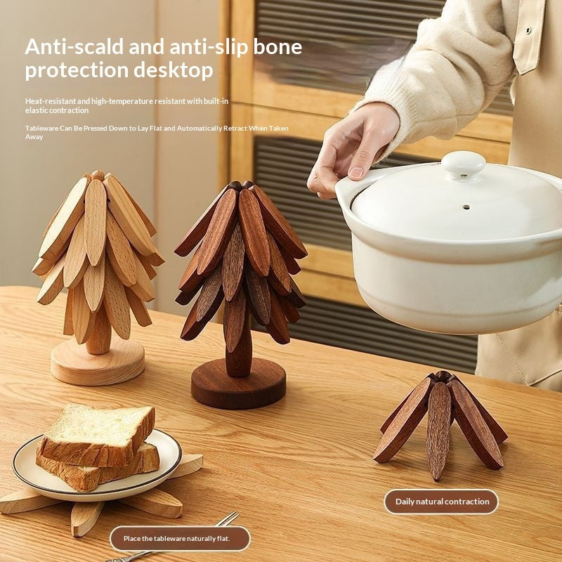Tree Design Stand Wooden Trivets Decorative Anti Scald Heat Resistant Table Mat Coaster Wood Placemats Pot Table Heat Insulation Pad