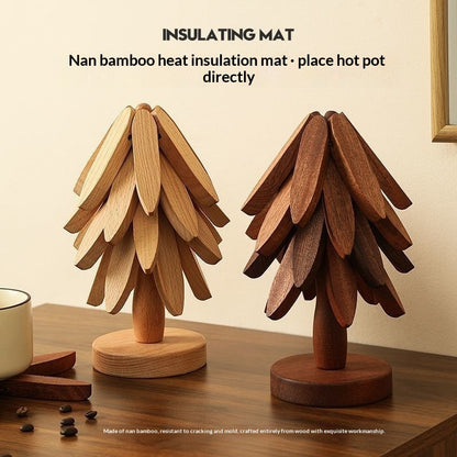Tree Design Stand Wooden Trivets Decorative Anti Scald Heat Resistant Table Mat Coaster Wood Placemats Pot Table Heat Insulation Pad